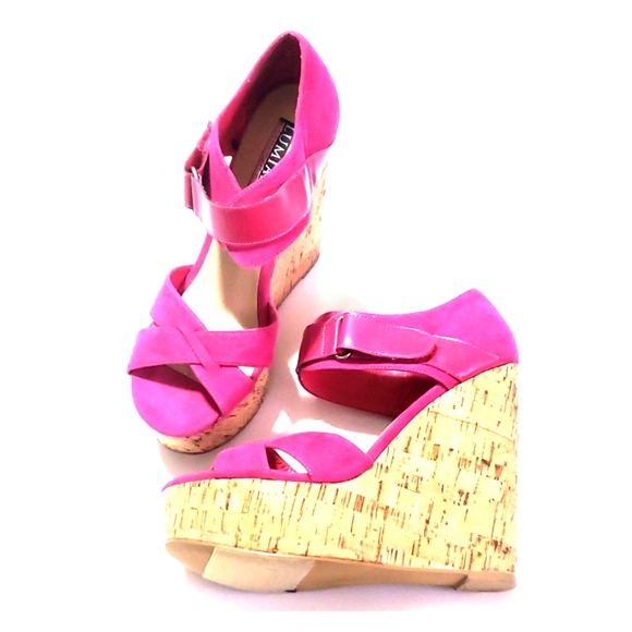 Lumiani Shoes - 《Lumiani》Fuchsia Pink Wedges Sz 8 Strappy Heels